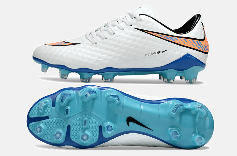 Chuteira Nike Hypervenom Elite FG - Branca e Azul - vista traseira