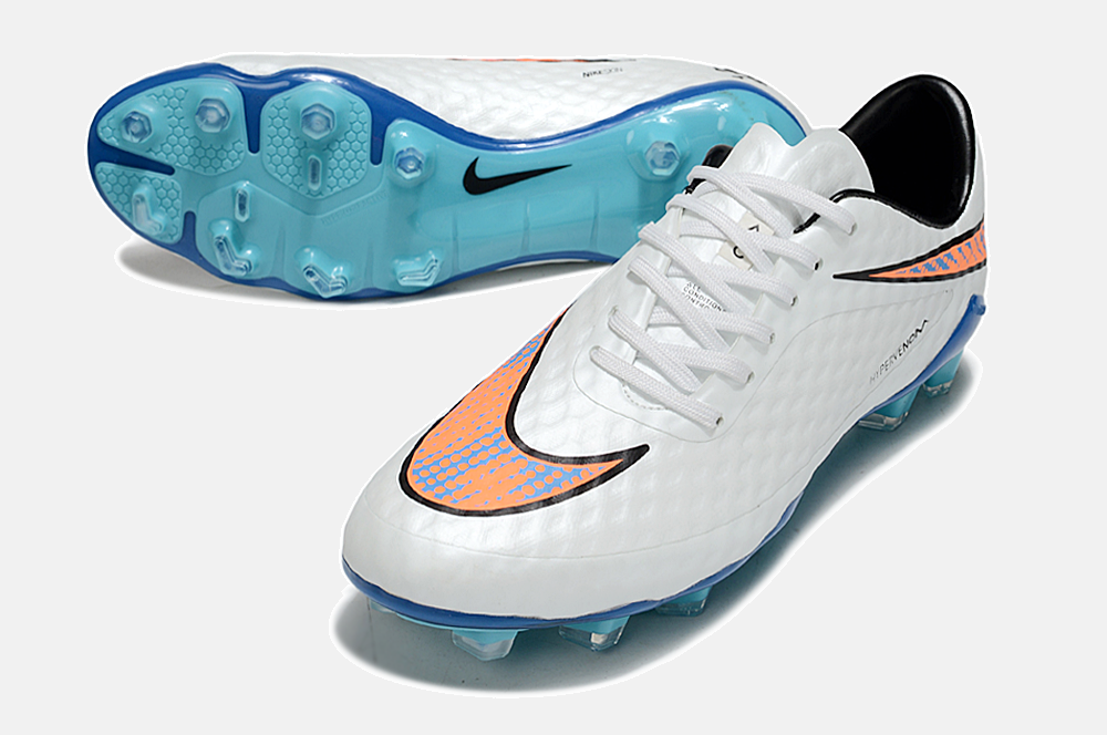 Chuteira Nike Hypervenom Elite FG - Branca e Azul - detalhe