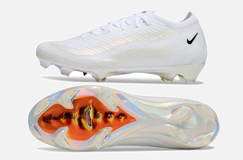 Chuteira Nike Mercurial  Air Max 95 Elite FG - Branca e Laranja - vista traseira