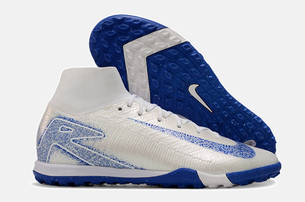 Chuteira Society Nike Air Zoom Mercurial Superfly 10 Elite TF - Branca e Azul - imagem 8