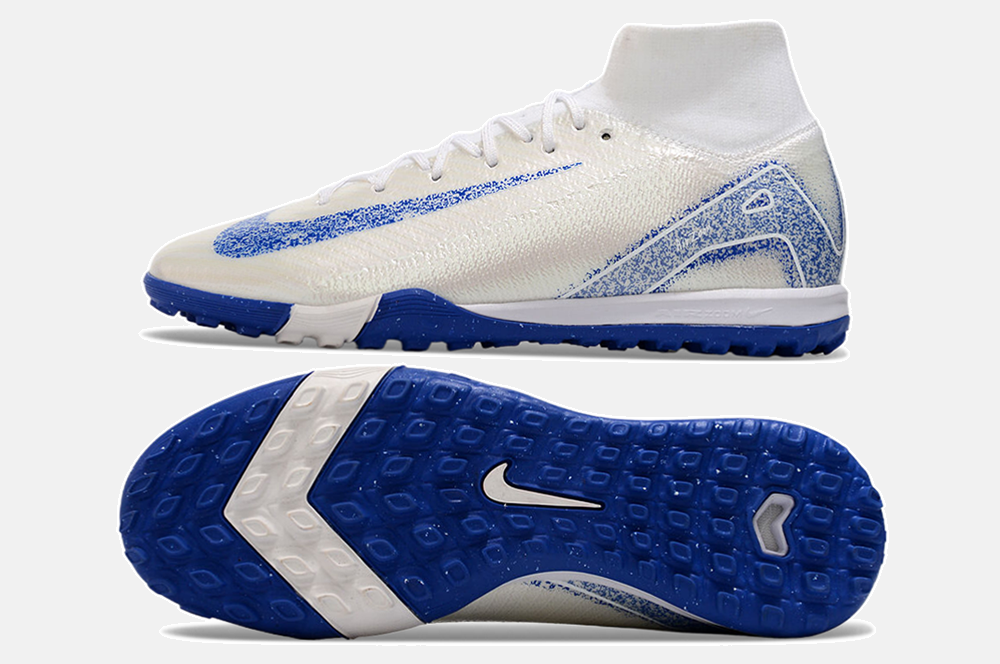Chuteira Society Nike Air Zoom Mercurial Superfly 10 Elite TF - Branca e Azul - imagem 6
