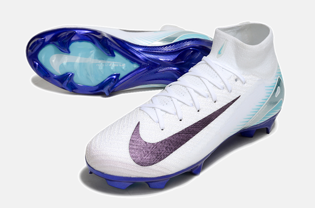Chuteira Nike Air Zoom Mercurial Superfly 10 Edição Especial Elite FG - Branca e Azul - detalhe