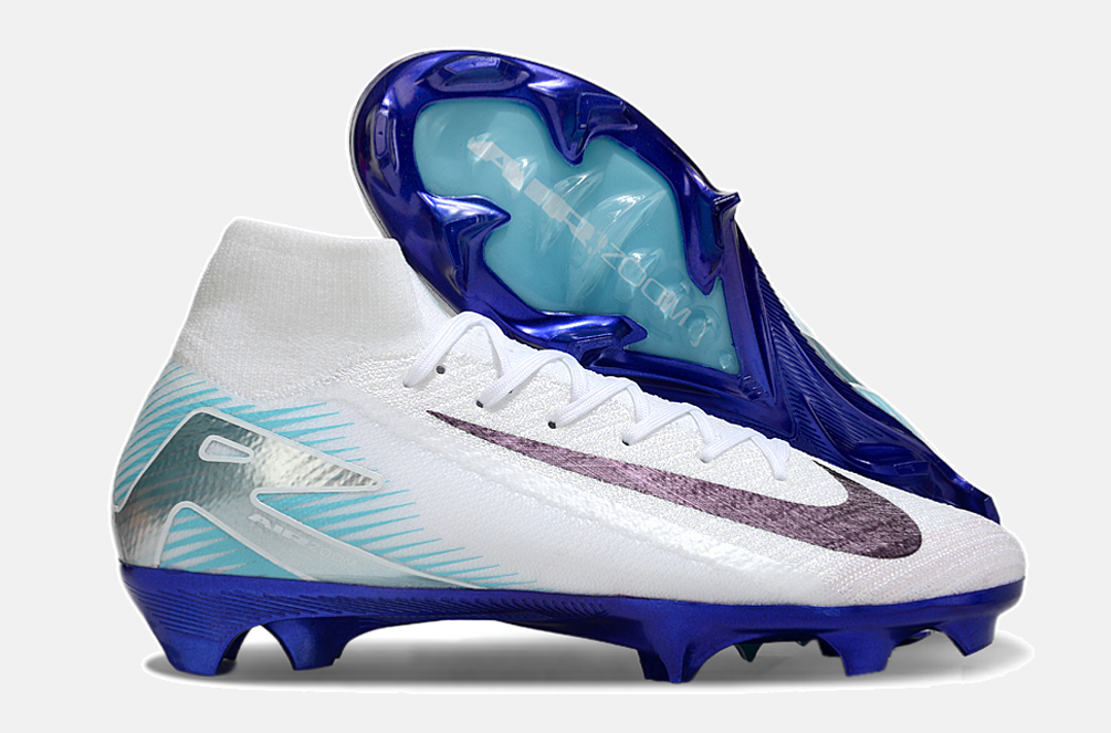 Chuteira Nike Air Zoom Mercurial Superfly 10 Edição Especial Elite FG - Branca e Azul - imagem 8