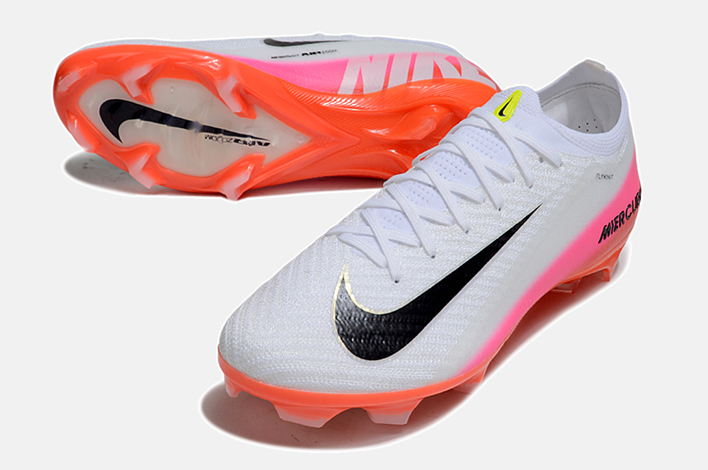 Chuteira Nike Mercurial Vapor 16 Elite  FG - Branca, Vermelha e Laranjada - Pack Fear Nothing - vista traseira