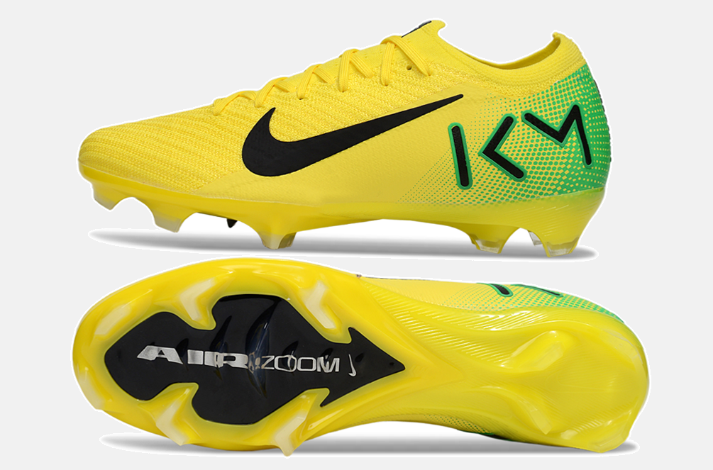 Chuteira Nike Mercurial Vapor 16 Killian Mbappe FG - Amarela e Verde - vista traseira