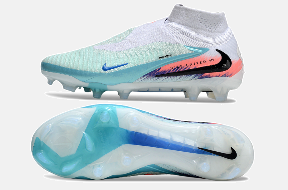 Chuteira Nike Phantom 6 Elite FG - Azul, Cinza e Rosa - vista traseira