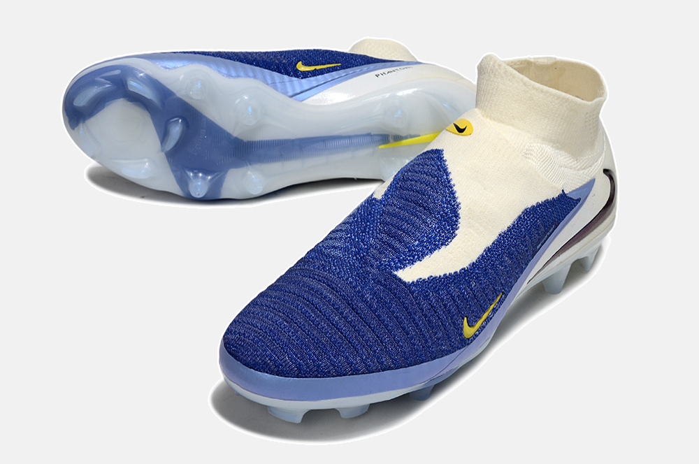 Chuteira Nike Phantom 6 Elite FG - Branca e Azul - Pack Fear Nothing - vista traseira