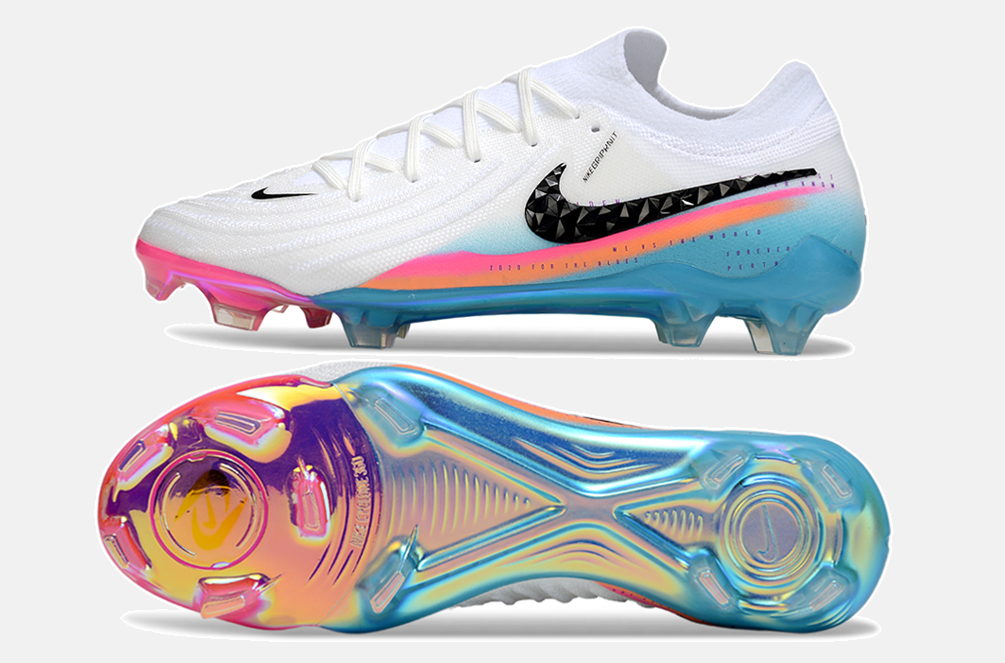 Chuteira Nike Phantom GX II Edição Especial FG - Branca, Rosa, Laranja e Azul - vista traseira