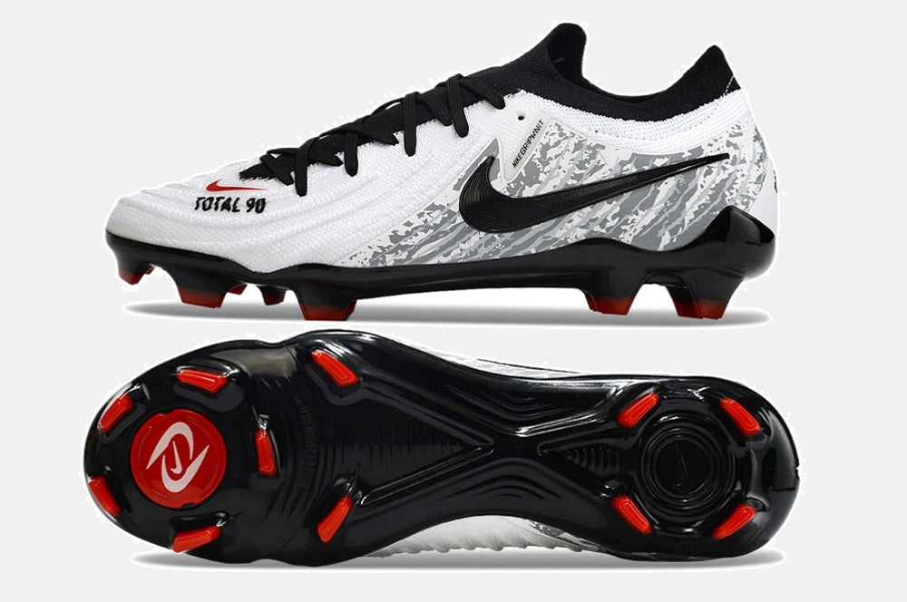 Chuteira Nike Phantom GX II Total 90 FG - Branca, Preta e Vermelha - vista traseira