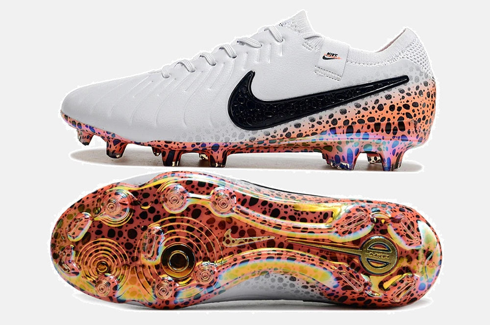 Chuteira Nike Tiempo Legend 10 FG - Laranja e Branco - Pack  Eletric - vista traseira