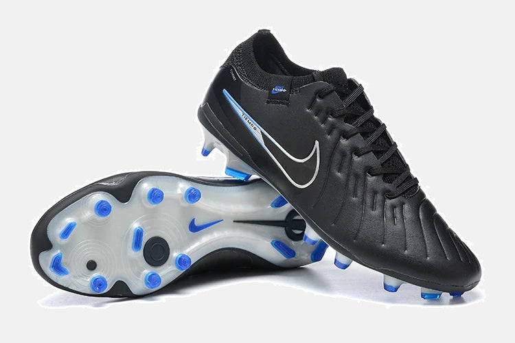 Chuteira Nike Tiempo Legend 10 FG - Preta e Azul - Shadow Pack - detalhe
