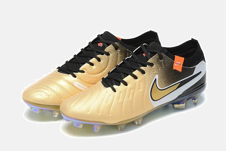 Chuteira Nike Tiempo Legend 10 FG - Dourada - Edição Especial - detalhe