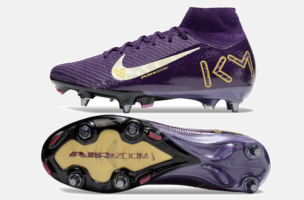 Chuteira Nike Zoom Mercurial SuperFly 10 Elite Kylian Mbappé SG - Roxa - vista traseira