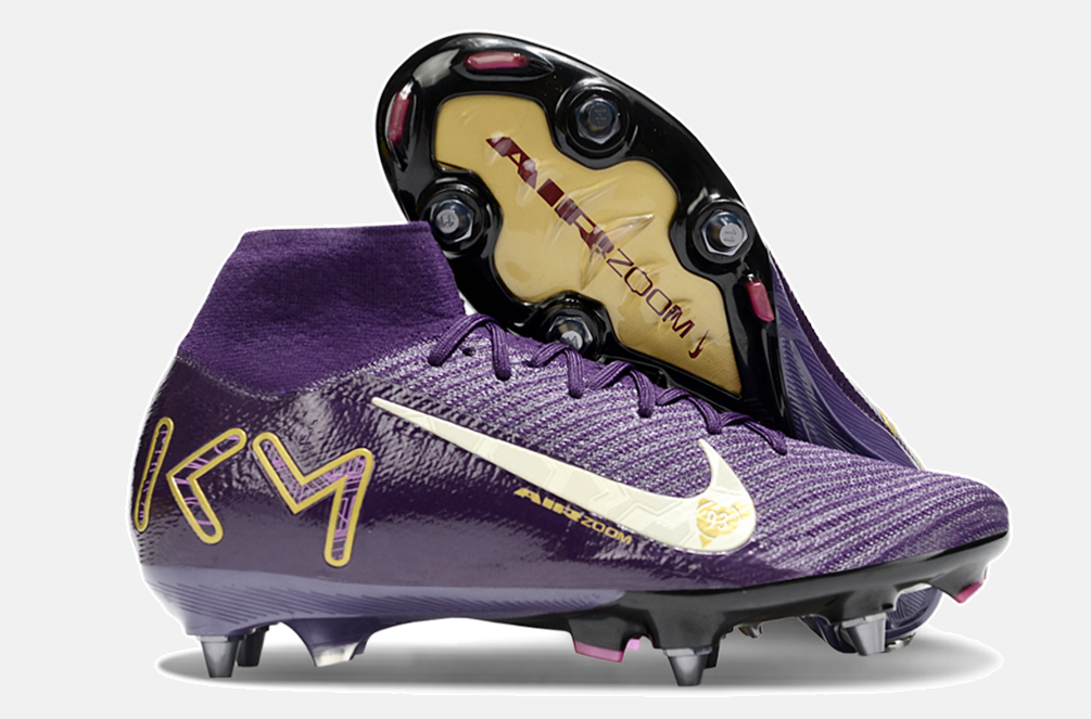 Chuteira Nike Zoom Mercurial SuperFly 10 Elite Kylian Mbappé SG - Roxa - imagem 8