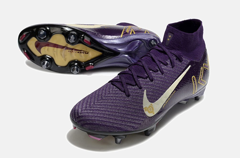 Chuteira Nike Zoom Mercurial SuperFly 10 Elite Kylian Mbappé SG - Roxa - detalhe