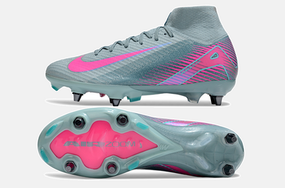 Chuteira Nike Zoom Mercurial SuperFly 10 Elite SG - Azul e Rosa - vista traseira