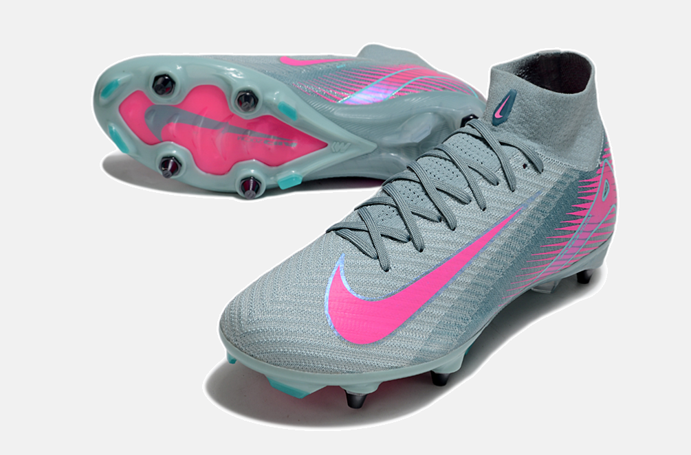 Chuteira Nike Zoom Mercurial SuperFly 10 Elite SG - Azul e Rosa - detalhe