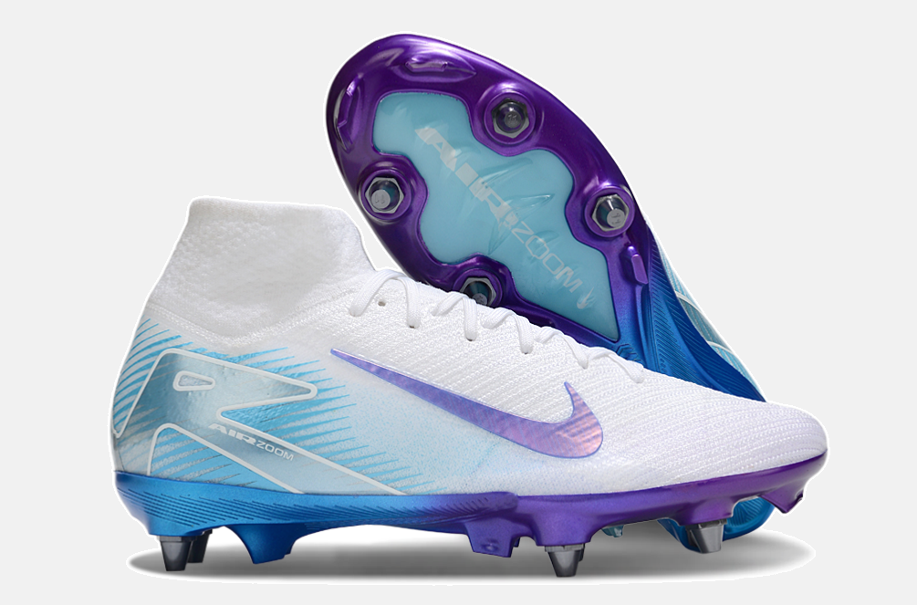 Chuteira Nike Zoom Mercurial SuperFly 10 Elite SG - Branca, Azul e Rosa - imagem 8
