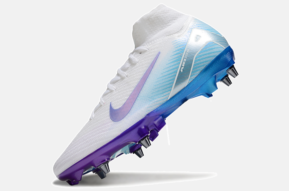 Chuteira Nike Zoom Mercurial SuperFly 10 Elite SG - Branca, Azul e Rosa - imagem 5