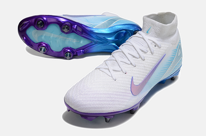 Chuteira Nike Zoom Mercurial SuperFly 10 Elite SG - Branca, Azul e Rosa - detalhe