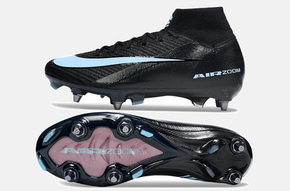 Chuteira Nike Zoom Mercurial SuperFly 10 Elite SG - Preta e Azul - Shadow Pack - vista traseira
