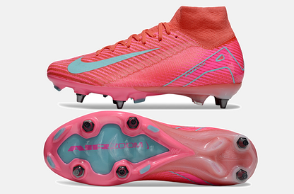 Chuteira Nike Zoom Mercurial SuperFly 10 Elite SG - Vermelha, Rosa e Azul - vista traseira
