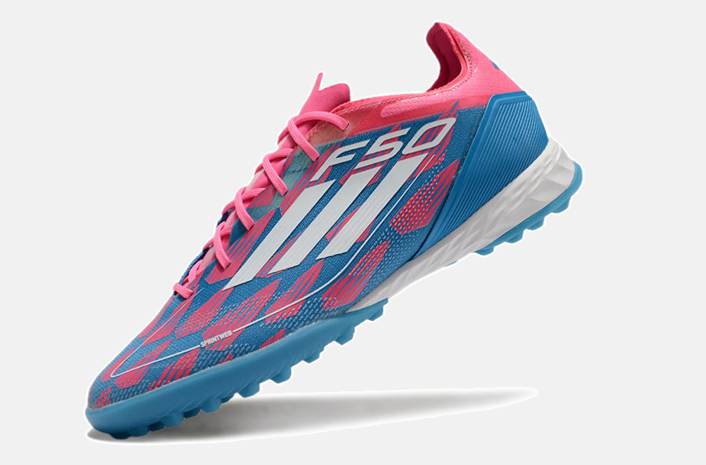 Chuteira Society Adidas F50.1 TF - Rosa e Azul - detalhe