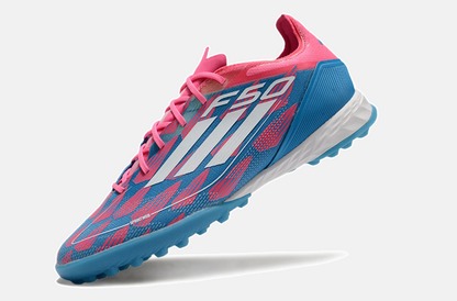 Chuteira Society Adidas F50.1 TF - Rosa e Azul - detalhe