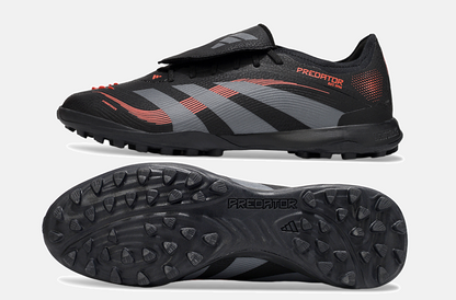Chuteira Society Adidas Predator Elite Fold-Over Tongue TF - Preta, Cinza e Vermelha - vista traseira