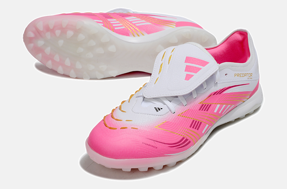 Chuteira Society Adidas Predator Elite Fold-Over Tongue TF - Branca e Rosa - detalhe