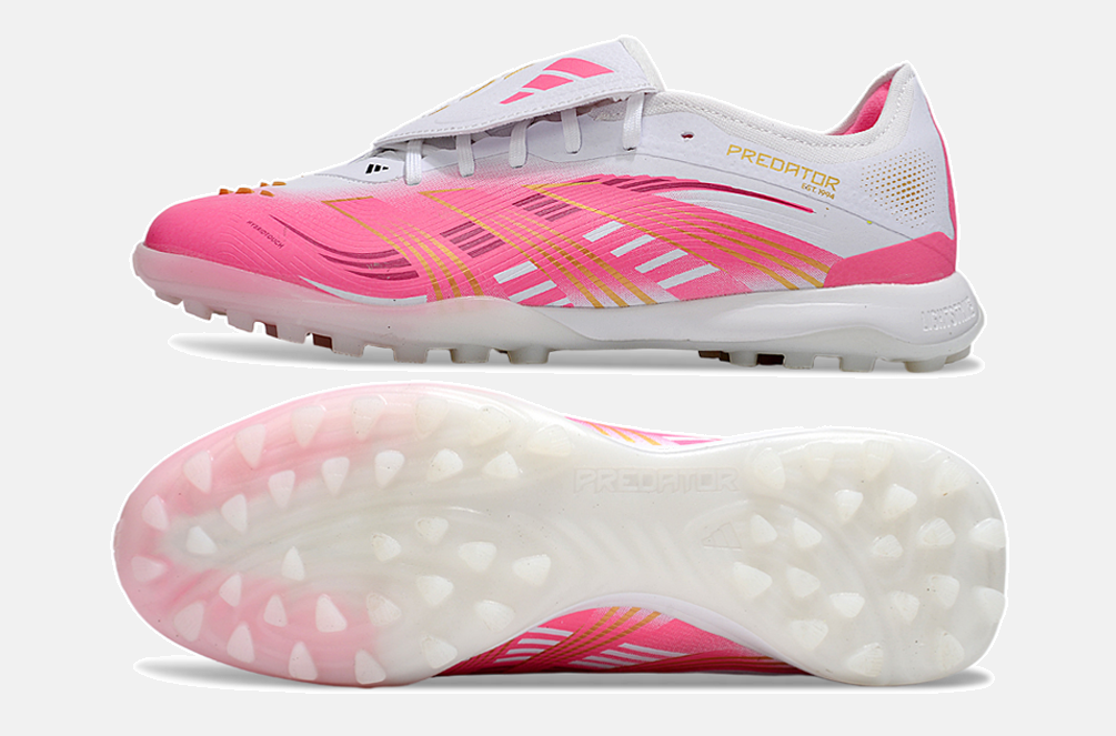 Chuteira Society Adidas Predator Elite Fold-Over Tongue TF - Branca e Rosa - vista traseira