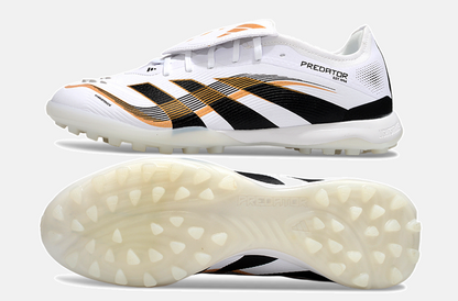 Chuteira Society Adidas Predator Elite Fold-Over Tongue TF - Branca, Preta e Dourada - vista traseira