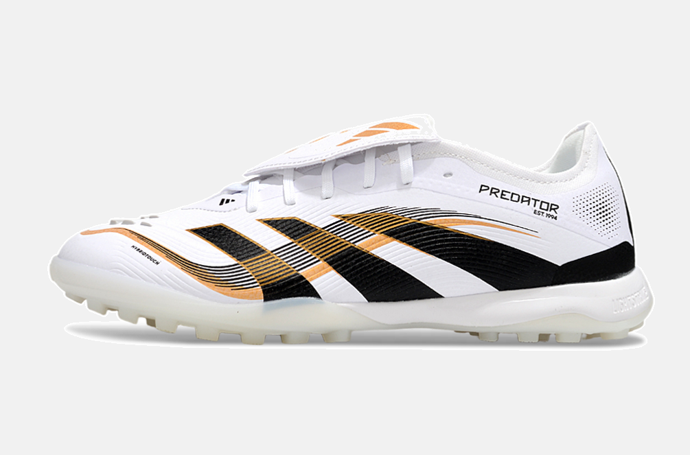 Chuteira Society Adidas Predator Elite Fold-Over Tongue TF - Branca, Preta e Dourada - imagem 4