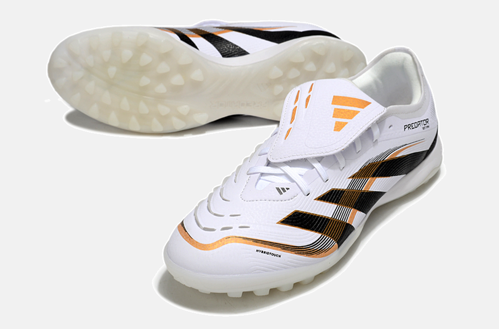 Chuteira Society Adidas Predator Elite Fold-Over Tongue TF - Branca, Preta e Dourada - detalhe