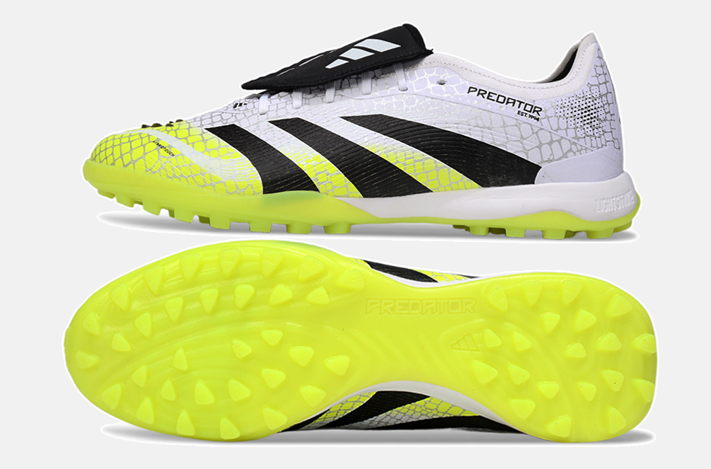 Chuteira Society Adidas Predator Elite Fold-Over Tongue TF - Branca, Preta e Verde - vista traseira