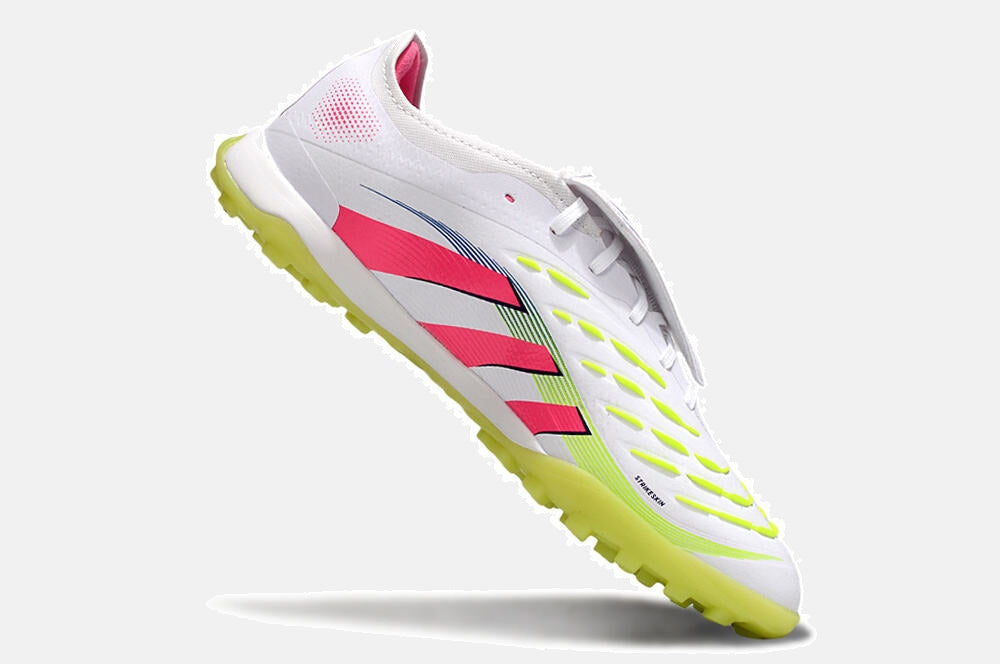 Chuteira Society Adidas Predator Elite Fold-Over Tongue TF - Branca, Rosa e Verde - imagem 6