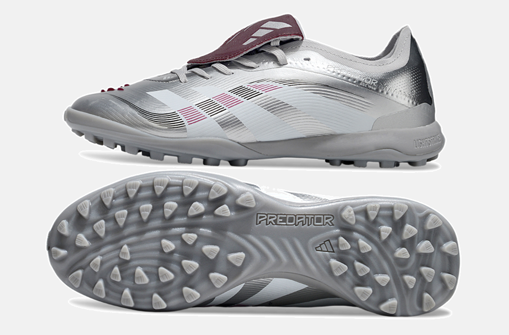 Chuteira Society Adidas Predator Elite Fold-Over Tongue TF - Prata, Branca e Vermelha - vista traseira