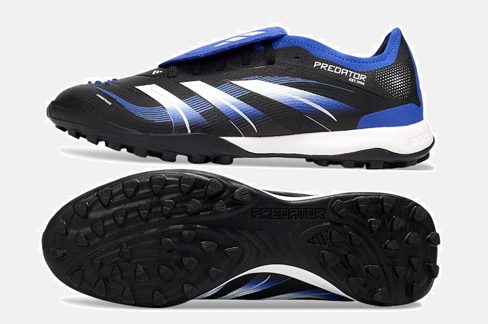 Chuteira Society Adidas Predator Elite Fold-Over Tongue TF - Preta, Azul e Branca - vista traseira