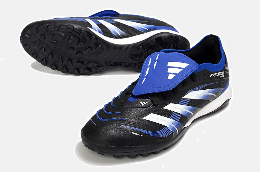 Chuteira Society Adidas Predator Elite Fold-Over Tongue TF - Preta, Azul e Branca - detalhe