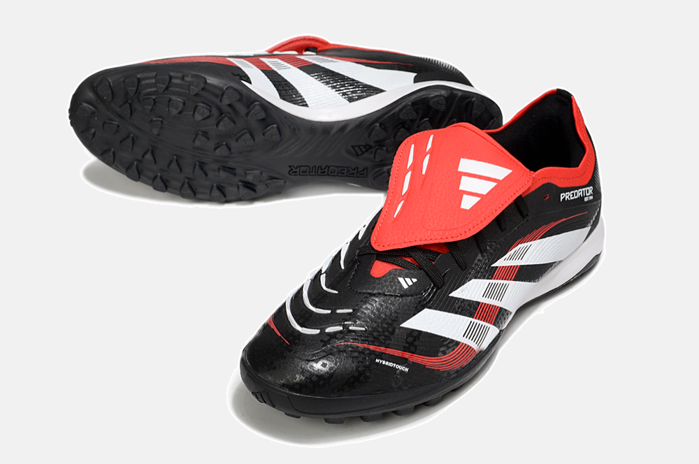 Chuteira Society Adidas Predator Elite Fold-Over Tongue TF - Preta, Branca e Vermelha - detalhe