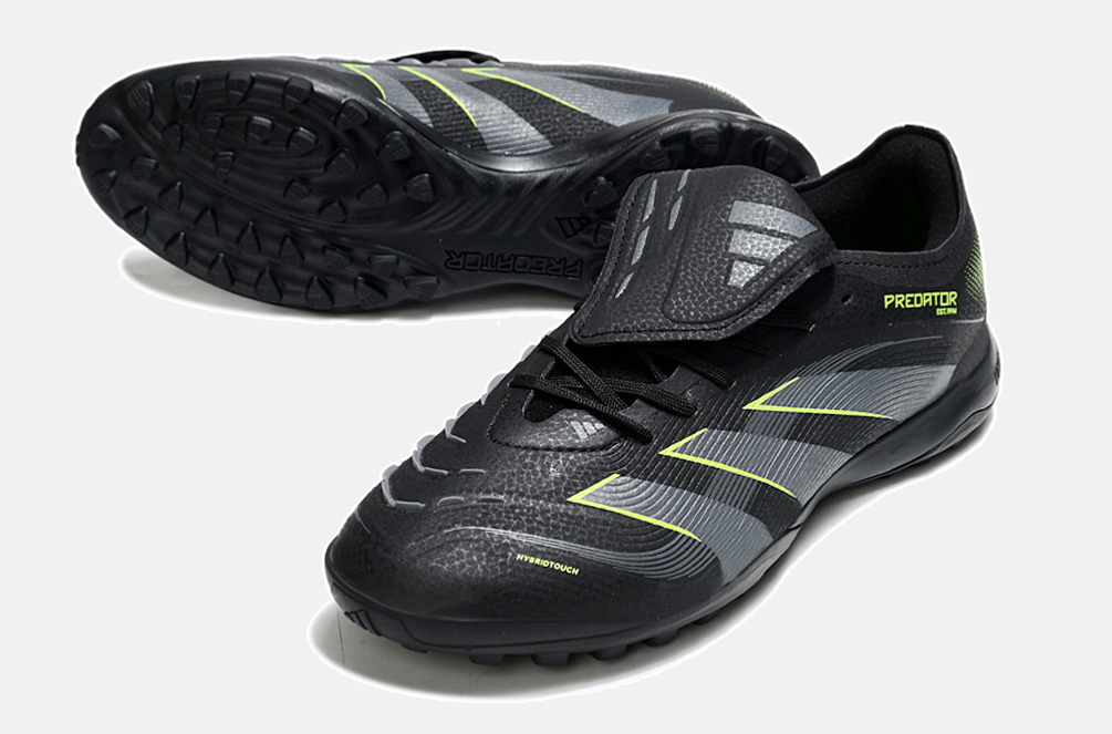 Chuteira Society Adidas Predator Elite Fold-Over Tongue TF - Preta, Cinza e Verde - detalhe