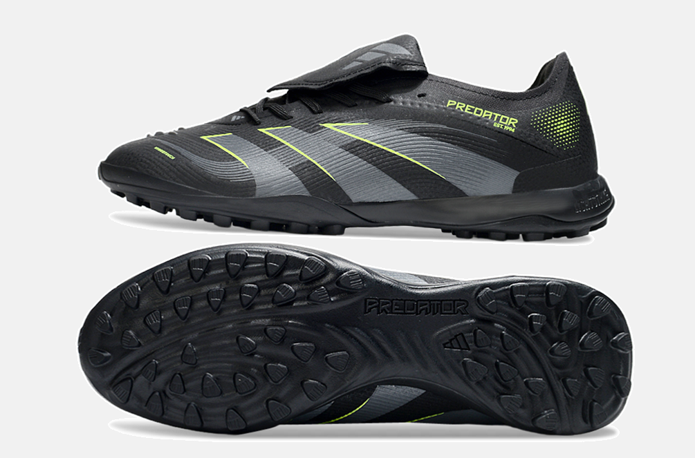Chuteira Society Adidas Predator Elite Fold-Over Tongue TF - Preta, Cinza e Verde - vista traseira