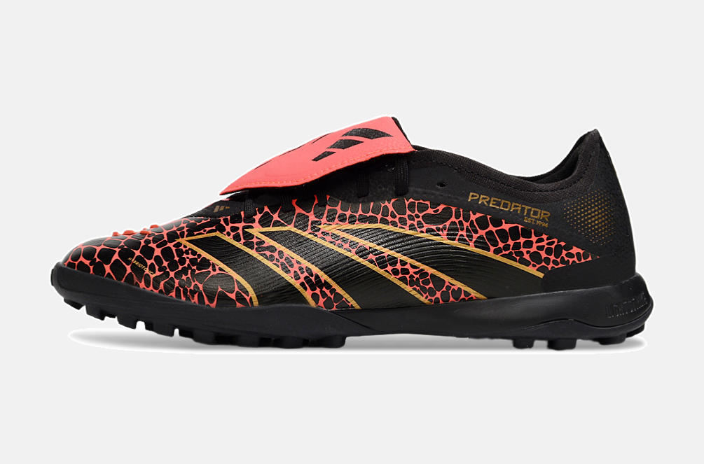 Chuteira Society Adidas Predator Elite Fold-Over Tongue TF - Preta, Laranja e Dourada - imagem 4