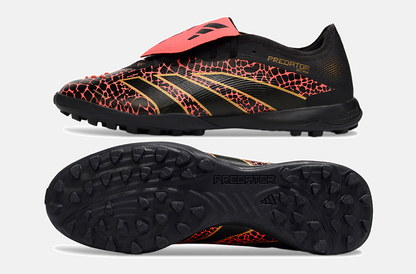 Chuteira Society Adidas Predator Elite Fold-Over Tongue TF - Preta, Laranja e Dourada - vista traseira