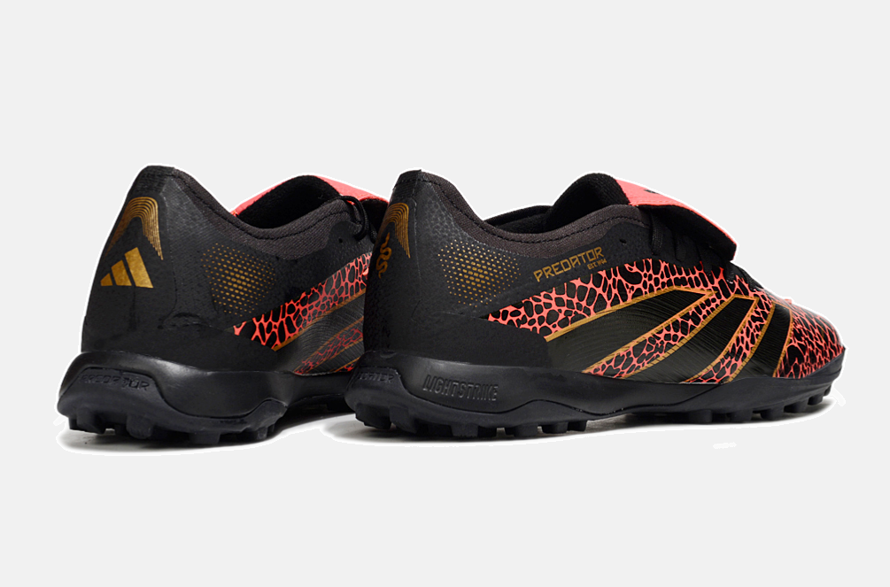 Chuteira Society Adidas Predator Elite Fold-Over Tongue TF - Preta, Laranja e Dourada - imagem 7