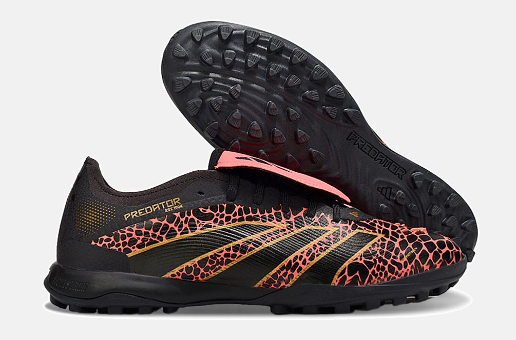 Chuteira Society Adidas Predator Elite Fold-Over Tongue TF - Preta, Laranja e Dourada - imagem 8