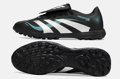 Chuteira Society Adidas Predator Elite Fold-Over Tongue TF - Preta, Prata e Azul - vista traseira