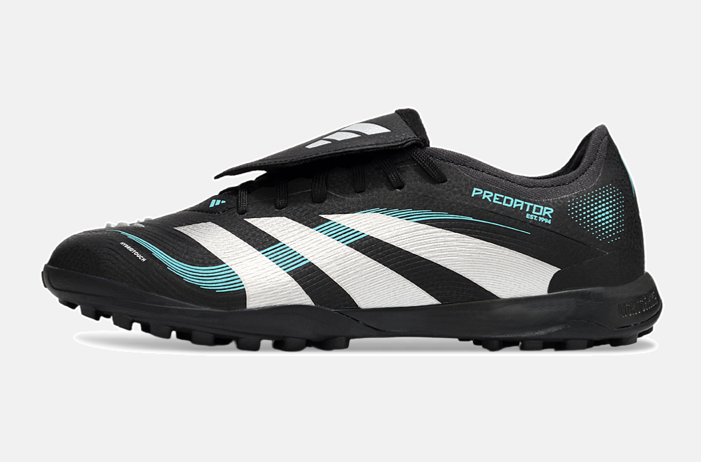 Chuteira Society Adidas Predator Elite Fold-Over Tongue TF - Preta, Prata e Azul - imagem 4