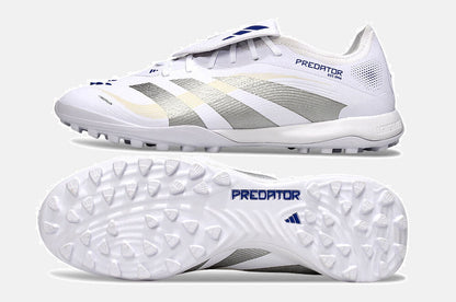 Chuteira Society Adidas Predator Elite Fold-Over Tongue TF - Branca e Prata - vista traseira