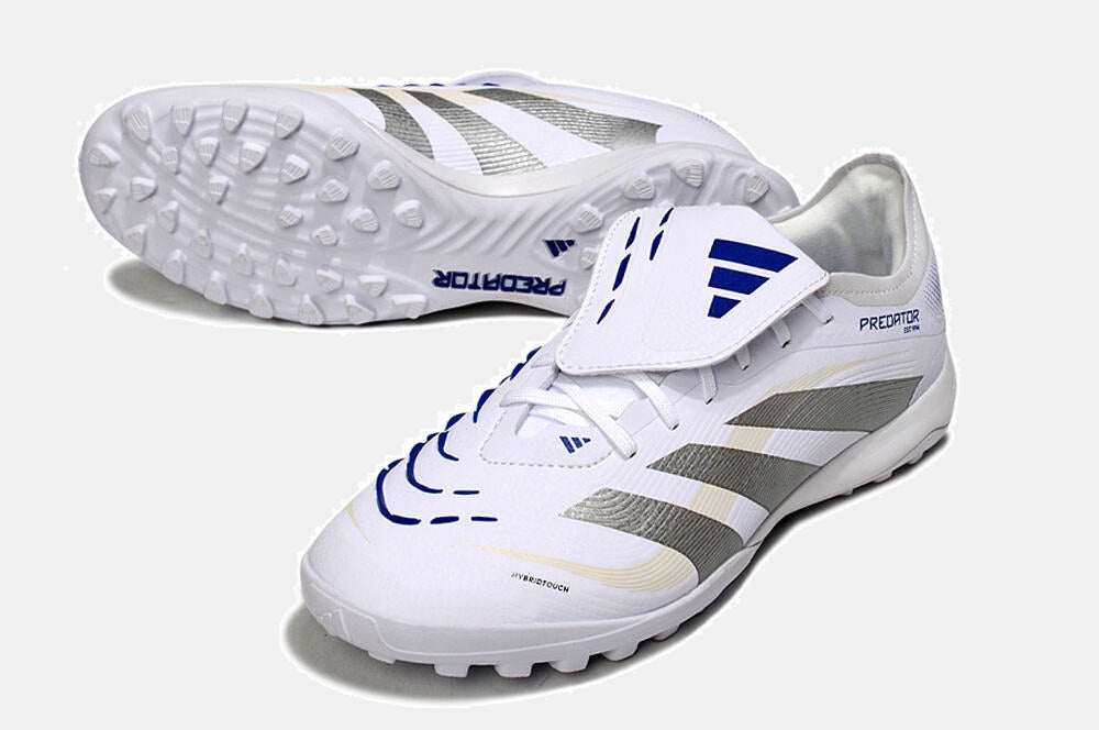 Chuteira Society Adidas Predator Elite Fold-Over Tongue TF - Branca e Prata - detalhe